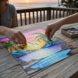 Island Tropical Beach Sunset ジグソーパズル