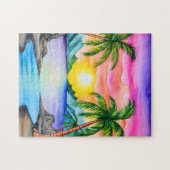 Island Tropical Beach Sunset ジグソーパズル (横)