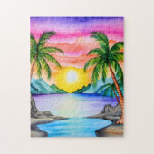 Island Tropical Beach Sunset ジグソーパズル (縦)