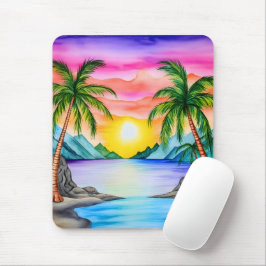 Island Tropical Beach Sunset マウスパッド