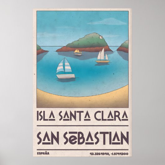 Island Vacation Poster Calm Bay Scene, Rounded ポスター (正面)