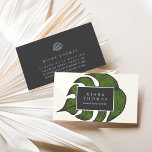 Island Vintage Botanical Palm Leaf 名刺<br><div class="desc">Island chic business cards feature your name and/or business name in ivory on a charcoal gray rectangle, set against a vibrant green tropical palm leaf. Personalize with your contact information on the reverse side in white on charcoal grey accented with a matching tropical leaf. A chic and elegant choice for...</div>