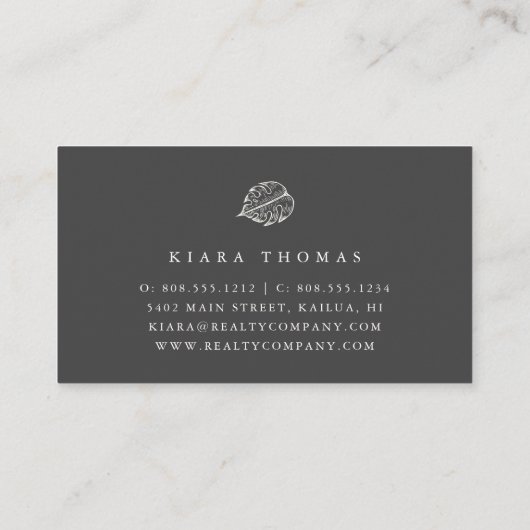 Island Vintage Botanical Palm Leaf 名刺 (裏面)