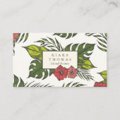 Island Vintage | Tropical Hibiscus & Monstera Leaf 名刺 (正面)