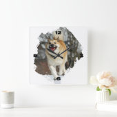 Islandhund スクエア壁時計 (ホーム)