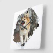 Islandhund スクエア壁時計 (傾斜)