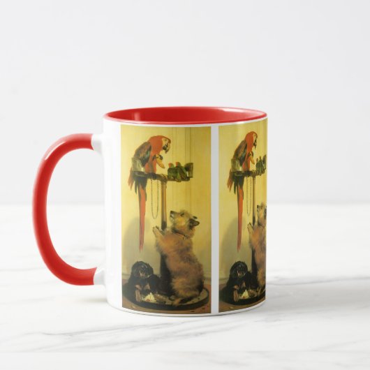 Islay, Tilco, Macaw and Love Birds by Landseer マグカップ (左)