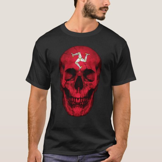Isle Of Man Flag Skull Manx Roots Proud Patriotic Tシャツ (正面)