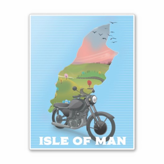 Isle of Man Motorbike旅行ポスター シール (正面)