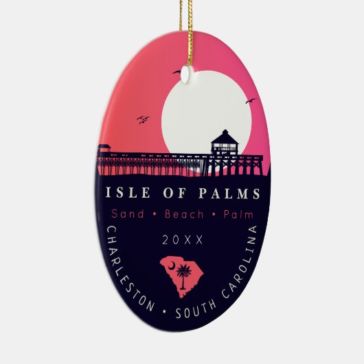 Isle of Palms Pier SCレトロサンセットデミディーズ60s セラミックオーナメント (右)