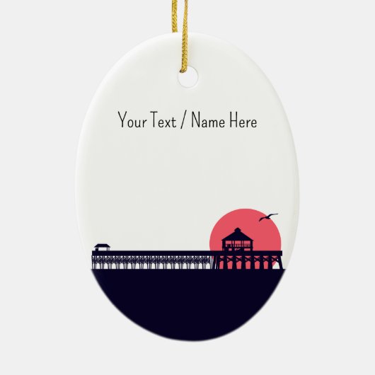 Isle of Palms Pier SCレトロサンセットデミディーズ60s セラミックオーナメント (裏面)