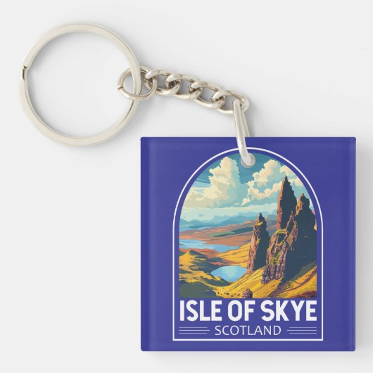 Isle of Skye Scotland Travel Art Vintage キーホルダー (正面)