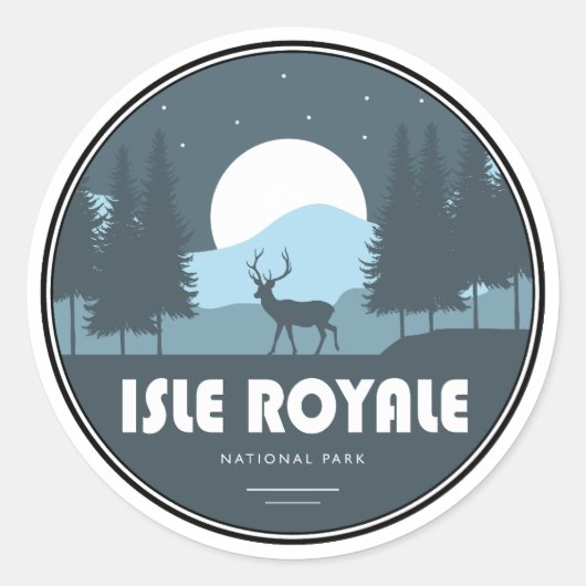 Isle Royale National Park Deer ラウンドシール (正面)