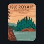 Isle Royale National Park Michigan Vintage マグネット<br><div class="desc">Isle Royale vector artwork in a window style design. The park is consisting of Isle Royale and hundreds of adjacent islands,  as well as the surrounding waters of Lake Superior,  in the state of Michigan.</div>