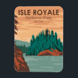 Isle Royale National Park Michigan Vintage マグネット<br><div class="desc">Isle Royale vector artwork in a window style design. The park is consisting of Isle Royale and hundreds of adjacent islands,  as well as the surrounding waters of Lake Superior,  in the state of Michigan.</div>