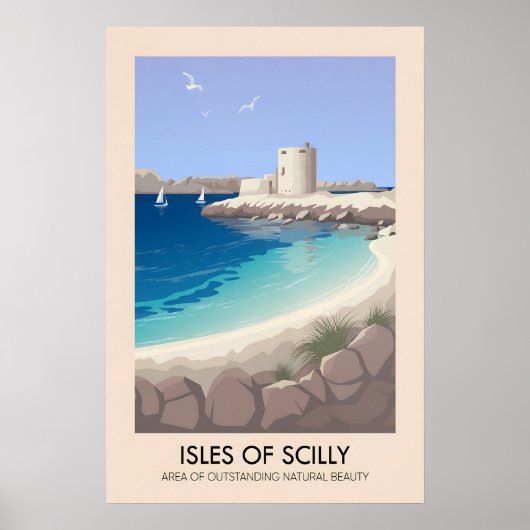 Isles Of Scilly Cornwall AONB Travel Poster ポスター (正面)