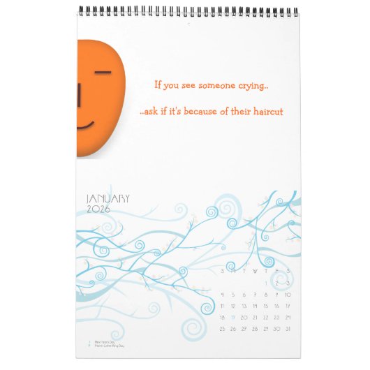 iSmilyユーおもしろい引用文&ジョーク2025年新年の壁 カレンダー (1月 2026)