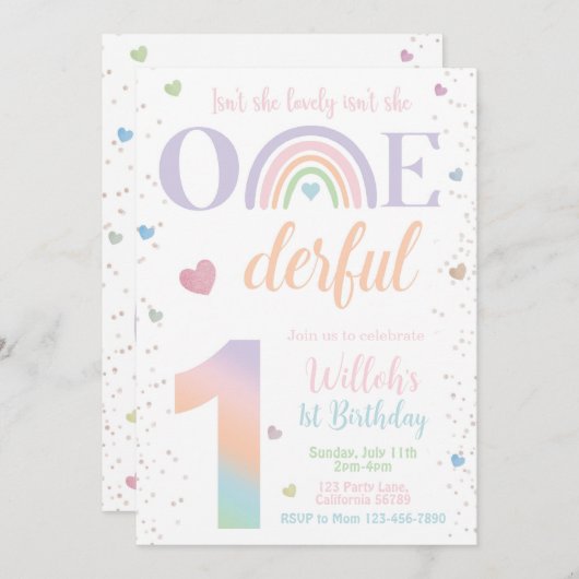 Isnt彼女は素敵なIsnt彼女はonederful 1番目の招待状 招待状 (正面/裏面)