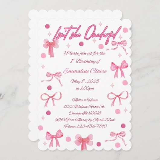 Isn't She Onderful First Birthday Invitation 招待状 (正面/裏面)