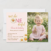 Isn't She One-derful 1st Birthday Daisy Photo 招待状 (正面)