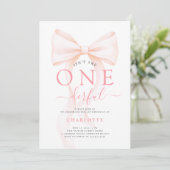Isn't She Onederful Pink Bow Coquette 1st Birthday 招待状 (スタンド正面)