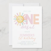 Isn't She Onederful Sun Girl Pastel 1st Birthday 招待状 (正面)