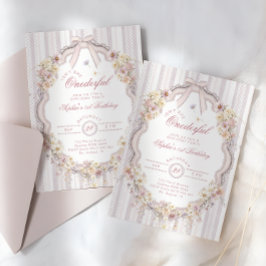 Isn't She Onederful Vintage Bow Girl 1st Birthday 招待状