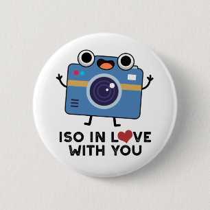 ISO In Love With You おもしろい Camera Pun 缶バッジ