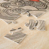 Isoda Koryusai -クレーン、波および朝日 ジグソーパズル (側面)