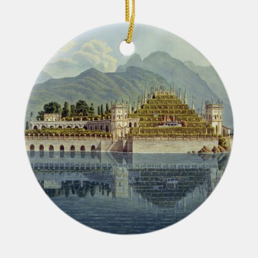 Isola Bellaの湖Maggiore: 段々になった庭、 セラミックオーナメント (正面)