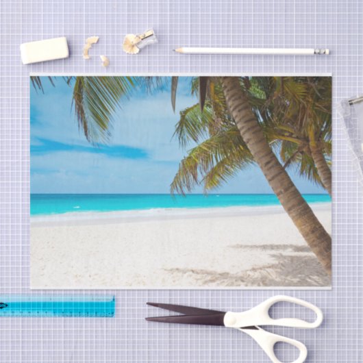 Isolated Beach and Palm Trees 薄葉紙 (クラフト)