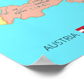 Isolated map of Austria Regions ポスター (角)