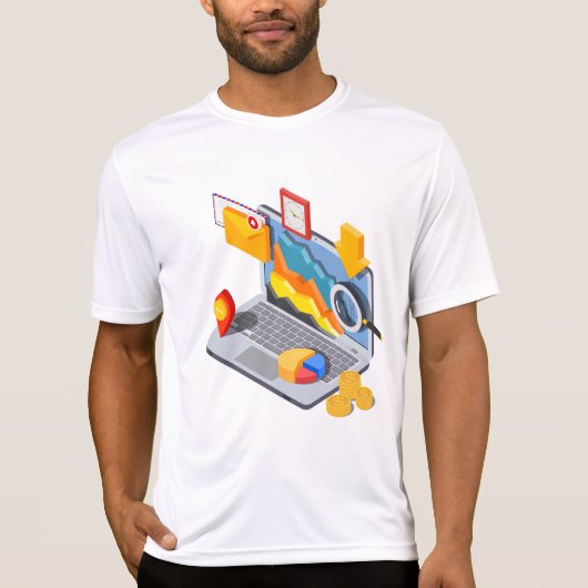 Isometric Business Data Analytics Laptop Tシャツ (正面)