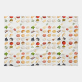 Isometric seamless pattern of various cheeses キッチンタオル (横)