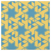 Isometric Star Hexagon Pattern - Yellow and Teal ファブリック (クローズアップ)