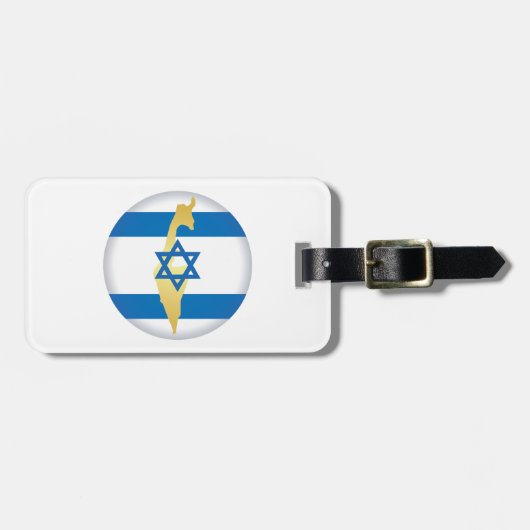 Israel Flag and Map Blue Star of David Emblem ラゲッジタグ (正面横)