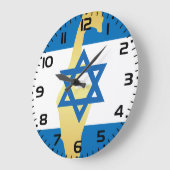 Israel Flag and Map Blue Star of David Emblem ラージ壁時計 (傾斜)