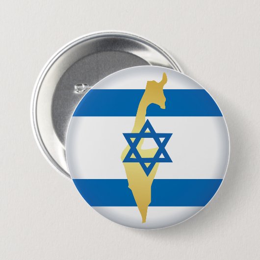 Israel Flag and Map Blue Star of David Emblem 缶バッジ (正面&裏面)