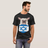 Israel Flag Chinese Crested Dog In Pocket Tシャツ (正面フル)