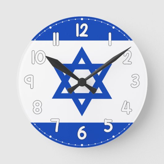 Israel Flag Wall Clock - Flag of Israel ラウンド壁時計 (正面)