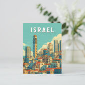 Israel Illustration Travel Art Vintage ポストカード (スタンド正面)
