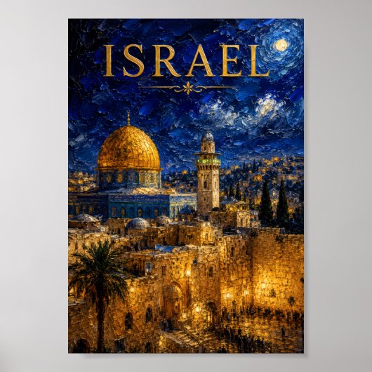 Israel: Night Glow Jerusalem Art Souvenir ポスター (正面)