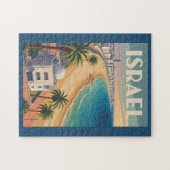 Israel Tel Aviv Illustration Travel Art Vintage ジグソーパズル (横)