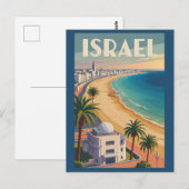 Israel Tel Aviv Illustration Travel Art Vintage ポストカード (正面/裏面)