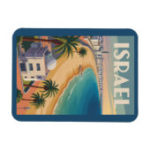 Israel Tel Aviv Illustration Travel Art Vintage マグネット (横)