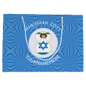 Israeli Angel Flag for Hanukkah Large Gift Bag ラージペーパーバッグ (裏面)