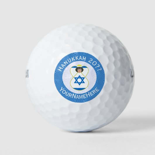 Israeli Angel Hanukkah Flag Personalized ゴルフボール (正面)