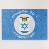 Israeli Angel Hanukkah Flag Personalized ジグソーパズル (横)