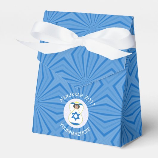 Israeli Angel Hanukkah Flag Personalized Tent フェイバーボックス (正面サイド)