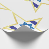 Israeli Flag Star of David Gold Trimmed ラッピングペーパー (角)